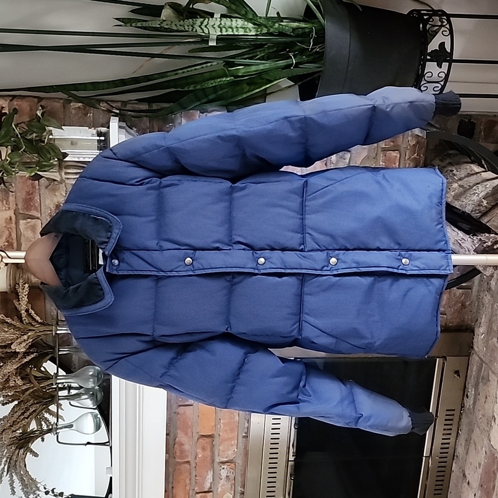 Vintage Eddie Bauer Goose Down Made in USA Quilted Puffer Jacket Blue Sz M TALL - Picture 3 of 17